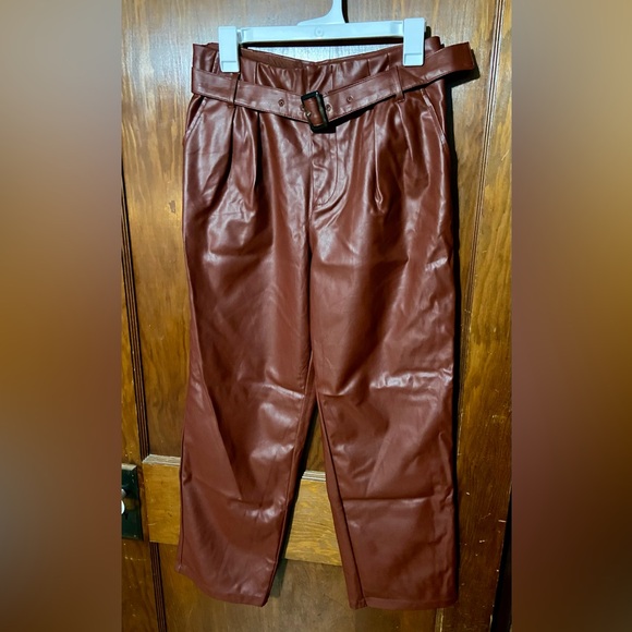 Who What Wear Size 10 Faux Leather Pants Burnt Rust High Rise - Picture 10 of 11